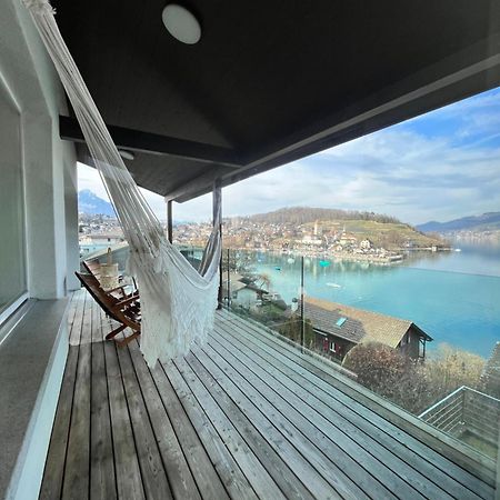 Wohnung Mit Grossartiger Seesicht Und Balkon Spiez Ngoại thất bức ảnh