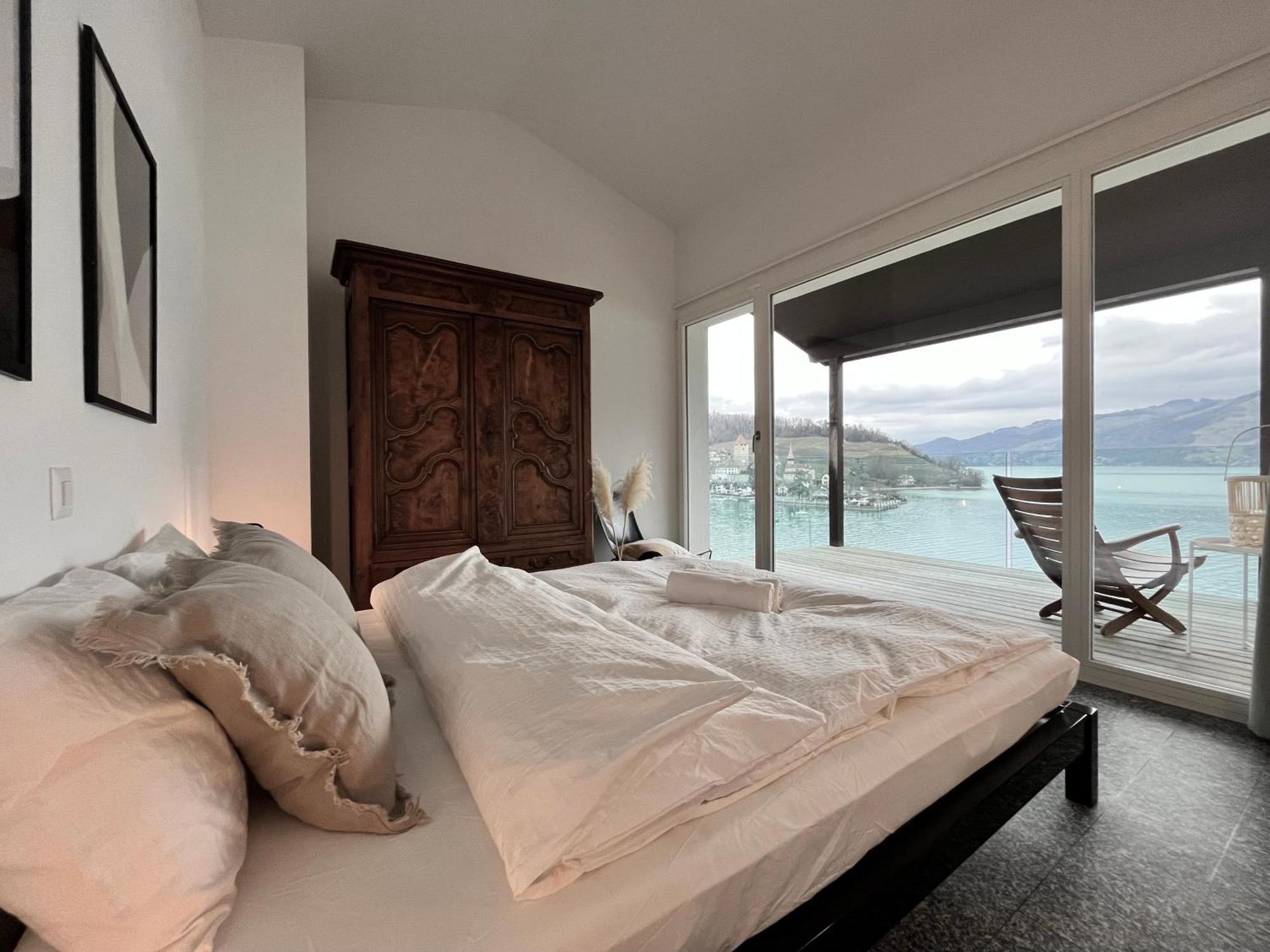 Wohnung Mit Grossartiger Seesicht Und Balkon Spiez Ngoại thất bức ảnh