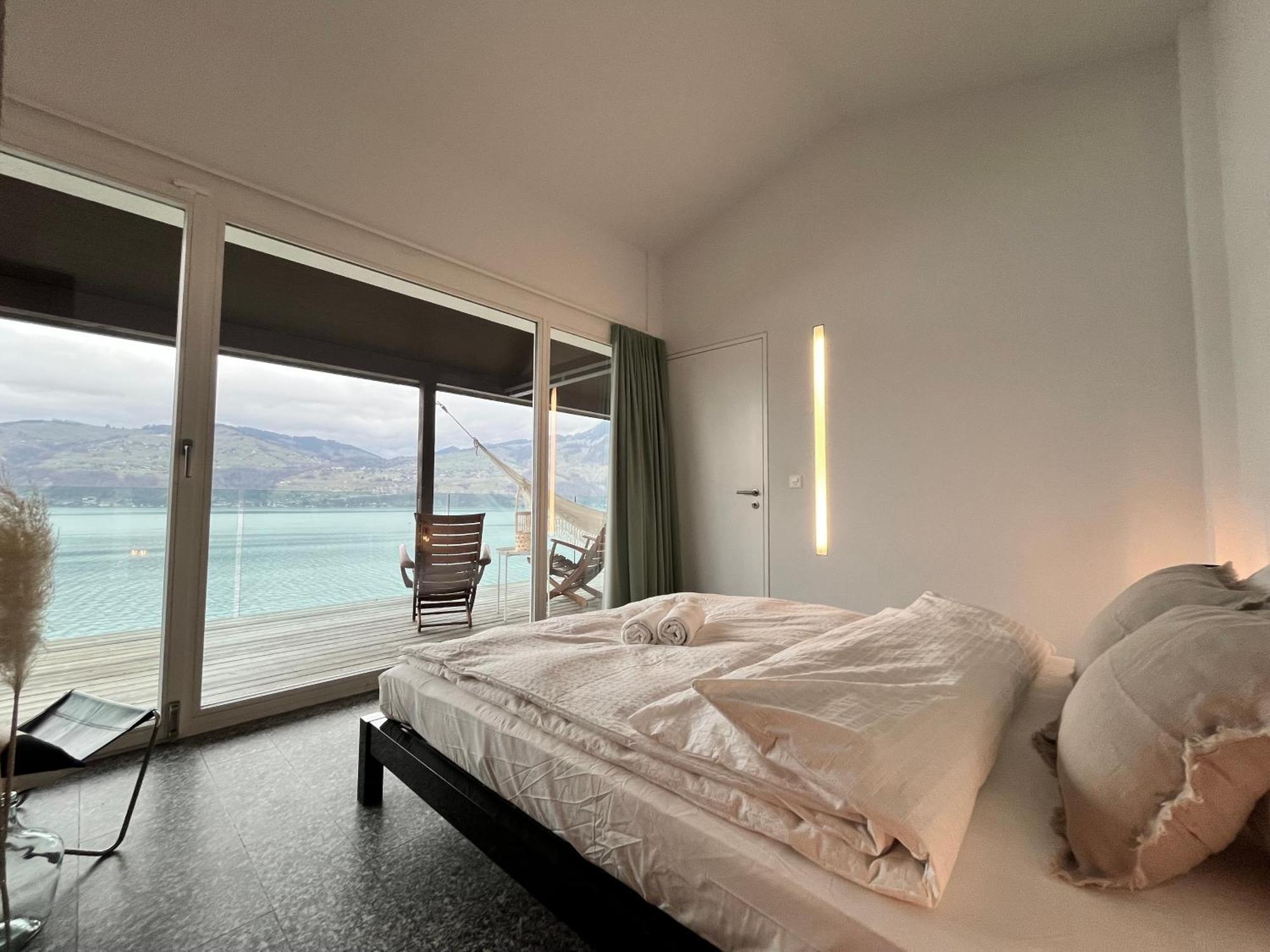 Wohnung Mit Grossartiger Seesicht Und Balkon Spiez Ngoại thất bức ảnh