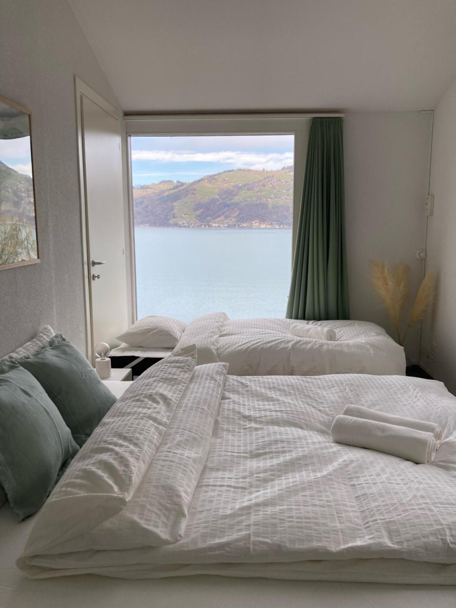 Wohnung Mit Grossartiger Seesicht Und Balkon Spiez Ngoại thất bức ảnh