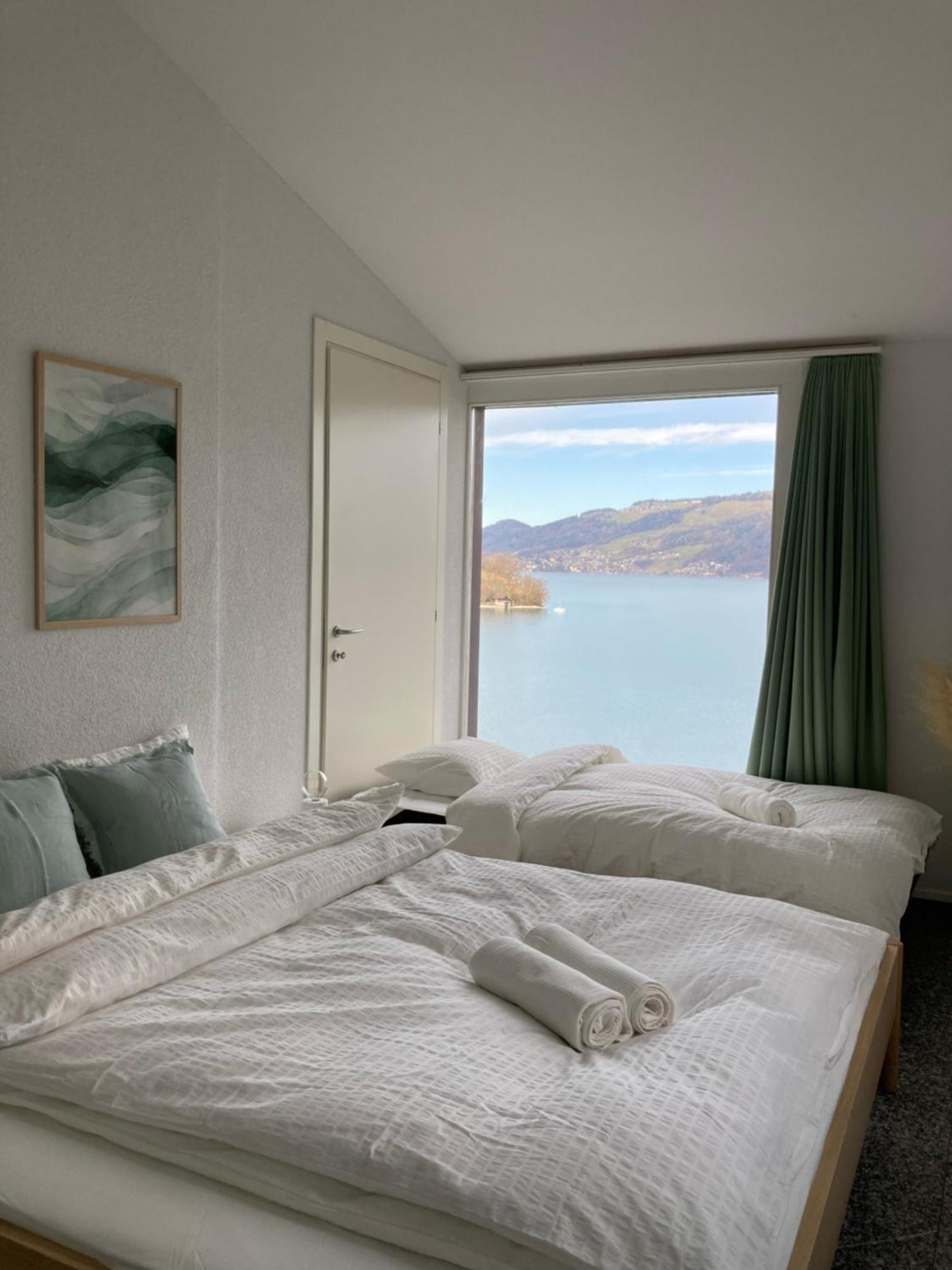 Wohnung Mit Grossartiger Seesicht Und Balkon Spiez Ngoại thất bức ảnh