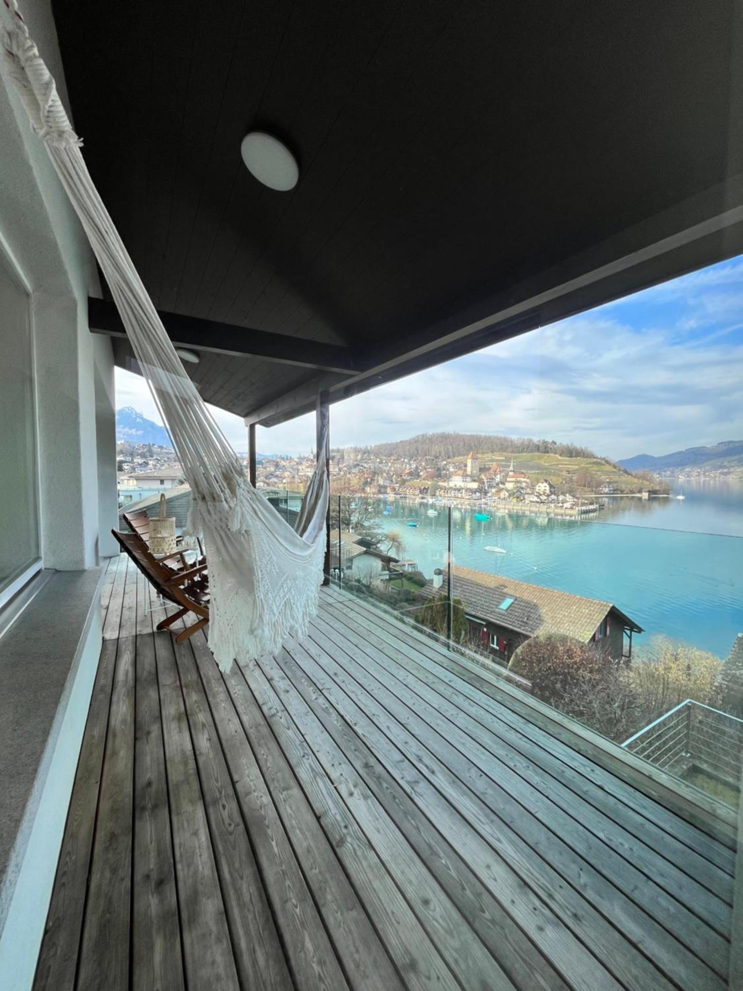 Wohnung Mit Grossartiger Seesicht Und Balkon Spiez Ngoại thất bức ảnh